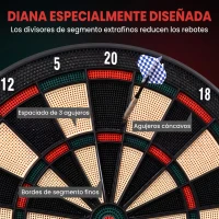 HOMCOM Diana Electrónica con 6 Dardos y 30 Puntas Pantalla LCD 26 Juegos y 185 Variaciones para 8 Jugadores(m-7)