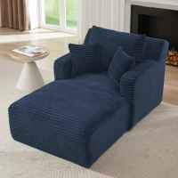 Moderner Cord-Loungesessel, bequemes Schlafsofa/Liegestuhl, geeignet für Wohnzimmer und Büro, 100L x 166B x 72H cm, Blau(m-6)