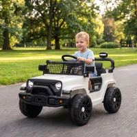 AIYAPLAY 12V Electric Car for Kids with Remote, Dual Motors, Rear Suspension, Soft Start, Music, Lights for 3-8 Years, White(m-14)