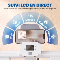 SPORTNOW Stepper d'Escalier Pliable, Hauteur Réglable, Écran LCD, Pédales Réglables, Charge 100 kg, 85 x 80 x 142 cm, Blanc(m-6)