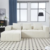 Modernes L-förmiges Wildledersofa, 3 Kissen, fernbedienbare Seitentaschen, 250L x 158B x 60H,Beige(m-4)