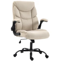 HOMCOM Office Chair, Executive Desk Chair with Flip-up Armrest, Thick Padding, 360 Degree Swivel, Cream White(m-1)
