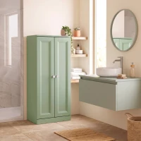 HOMCOM Móvel de Casa de Banho Estreito Móvel de Arrumação com 2 Portas e 3 Prateleiras para Sala Quarto Verde(m-2)