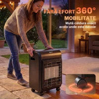Outsunny Sobă pe Gaz Portabilă 4,2 kW, cu 3 Trepte de Căldură, Neagră(m-7)