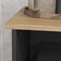 HOMCOM Mueble armario microondas para cocina con 1 nicho, 3 puertas pasacables 80 x 35 x 97 cm negro y aspecto madera(m-6)