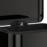 HOMCOM 50 L Kitchen Pedal Bin, Metal Rubbish Bin with Removable Inner Bucket, Soft-Close & Stay-Open Lid, High Gloss Black(m-11)