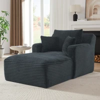 Moderner Cord-Loungesessel, bequemes Schlafsofa/Liegestuhl, geeignet für Wohnzimmer und Büro, 100L x 166B x 72H cm,Dunkelgrau(m-2)