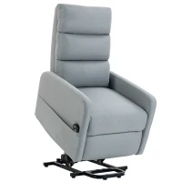 HOMCOM Fauteuil relax électrique avec releveur, télécommande, mousse confortable, poche latérale, revêtement effet lin, gris(m-1)