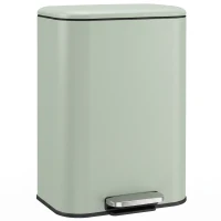 HOMCOM 50 L Kitchen Pedal Bin, Metal Rubbish Bin with Removable Inner Bucket, Soft-Close & Stay-Open Lid, Light Green(m-1)