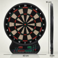 HOMCOM Electronic Hanging Dartboard LED Digital Score Set 27 Games and 202 Variations with 12 Soft Tip Darts(m-3)