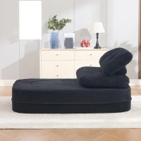 2-in-1 Cordsofa mit verstellbarer Funktion, 2 Getränkehaltern, hohe Rückenlehne und extra tiefe Sitzfläche, 165L x 97B x 61H cm,Schwarz(m-6)