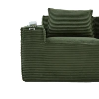Modulares Doppelsitz-Cordsofa mit Becherhaltern und Seitentaschen, Federkern und hochdichtem Schaumstoff, 188L x 90B x 75H cm, Grün(m-8)