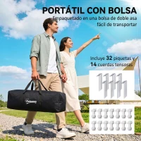 Outsunny Tienda de Campaña Familiar para 4 Personas con 2 Ventanas y Bolsa de Transporte Impermeable Anti-UV 590x245x193cm Gris(m-7)