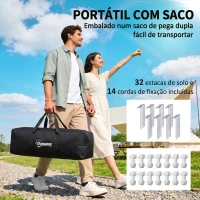 Outsunny Tenda de Campismo Familiar para 4-6 Pessoas Tenda Dobrável com 2 Janelas Impermeável Anti-UV 590x245x193 cm Cinza(m-7)