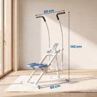 SPORTNOW Stepper d'Escalier Pliable, Hauteur Réglable, Écran LCD, Pédales Réglables, Charge 100 kg, 85 x 80 x 142 cm, Blanc(m-3)
