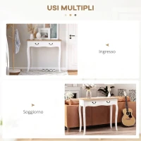 HOMCOM Consolle Ingresso con 2 Cassetti, Tavolo Consolle, Tavolino Ingresso per Corridoio, Ingresso, Soggiorno, 87x34x78.5 cm, Bianco(m-5)