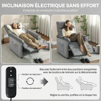 HOMCOM Fauteuil relax électrique massant et chauffant, fauteuil inclinable, repose-pieds, moteur silencieux, 82x99x106cm, gris(m-4)