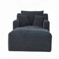 Moderner Cord-Loungesessel, bequemes Schlafsofa/Liegestuhl, geeignet für Wohnzimmer und Büro, 100L x 166B x 72H cm,Dunkelgrau(m-1)