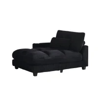 Das schwarze Cord-Doppelsofa verfügt über 2 Kissen, 4 Becherhalter und 4 Seitentaschen, kann in zwei unabhängige Sitze geteilt werden, 224L x 140B x 81H cm , Schwarz(m-9)