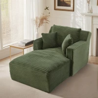 Moderner Cord-Loungesessel, bequemes Schlafsofa/Liegestuhl, geeignet für Wohnzimmer und Büro, 100L x 166B x 72H cm,Grün(m-6)