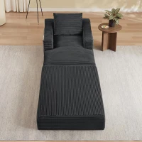 Knochenloses Cord-Freizeitsofa, doppellagiges Design, kann in ein Bett gefaltet werden, 100L x 160B x 64H cm, Dunkelgrau(m-5)
