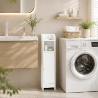 HOMCOM Meuble de Salle de Bain Étroit Gain de Place, Blanc(m-6)