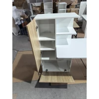 HOMCOM Computertisch mit Bücherregal, Computerschreibtisch, Schrank und offenen Regalen, 150x55x122cm, Weiß und Natur(m-5)