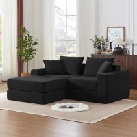 Knochenlose Sofabestuhlung mit rutschfester Basis, mit breiten Armlehnen, bequemen Rückenlehnen und einem hochelastischen Polster, Maße 259,5 L x 96 B x 64,5 H cm, Schwarz(m-6)