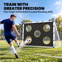 SPORTNOW Football Goal, 183 x 96 x 130 cm Portable Practice Football Net with Target Cloth and PVC ball, Tetoron Training Goal(m-4)