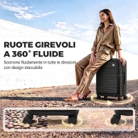 HOMCOM Valigia Rigida Media 71L Espandibile con 4 Ruote e Lucchetto TSA, 43x28x66 cm, Nero(m-7)