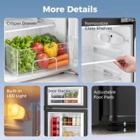 HOMCOM Mini Réfrigérateur Congélateur 90 L, Petit Frigo Compact Silencieux, 2 Portes Réversibles, Thermostat Réglable, Noir(m-8)