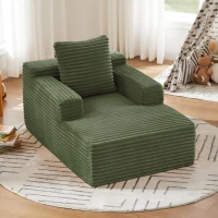 Knochenloses Cordsofa, bequemes Schlafsofa / unzusammengebauter Liegestuhl, Liegestuhl für Wohnzimmer und Büro, 81L x 117B x 50H cm, Grün(m-2)