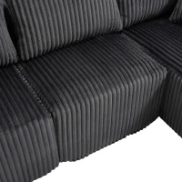Modulares Sofaset mit Liegestühlen und Doppelbetten, 5 Kissen und 2 Getränkehaltern， 257X160X62 cm, Grau(m-12)