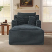 Moderner Cord-Loungesessel, bequemes Schlafsofa/Liegestuhl, geeignet für Wohnzimmer und Büro, 100L x 166B x 72H cm,Dunkelgrau(m-5)