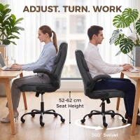 HOMCOM Office Chair, Executive Desk Chair with Flip-up Armrest, Thick Padding, 360 Degree Swivel, Dark Grey(m-4)