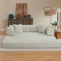 Knochenloses modulares Sofa, umbaubar in ein Bett, umfasst 2 Polster und einen Stahlrahmen, 204L x 97B x 65H cm, Beige(m-2)