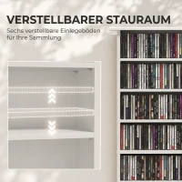 HOMCOM Smalle mediakast, 8 niveaus, 6 verstelbare legplanken, 8 vakken, voor 360 cd's, wit(m-5)