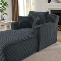 Moderner Cord-Loungesessel, bequemes Schlafsofa/Liegestuhl, geeignet für Wohnzimmer und Büro, 100L x 166B x 72H cm,Dunkelgrau(m-9)