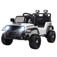 AIYAPLAY Voiture Électrique Enfants 12V, Télécommande, Batterie Lithium, Démarrage Progressif, Suspension 4 Roues, Blanc(m-19)