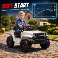 AIYAPLAY 12V Electric Car for Kids with Remote, Dual Motors, Rear Suspension, Soft Start, Music, Lights for 3-8 Years, White(m-7)
