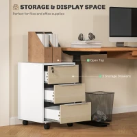 HOMCOM Three-Drawer Locking Filing Cabinet - Oak/White(m-4)