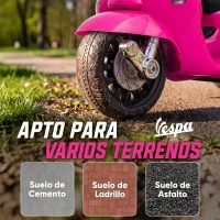 AIYAPLAY Moto Eléctrica para Niños Licencia Mini Vespa GTS 2 Ruedas Auxiliares Batería de Litio Faro Bocina Respaldo Rosa(m-8)