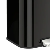 HOMCOM 50 L Kitchen Pedal Bin, Metal Rubbish Bin with Removable Inner Bucket, Soft-Close & Stay-Open Lid, High Gloss Black(m-12)