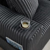 Modulares Sofaset mit Liegestühlen und Doppelbetten, 5 Kissen und 2 Getränkehaltern， 257X160X62 cm, Grau(m-8)