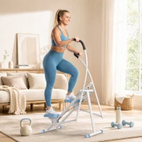 SPORTNOW Stepper d'Escalier Pliable, Hauteur Réglable, Écran LCD, Pédales Réglables, Charge 100 kg, 85 x 80 x 142 cm, Blanc(m-15)