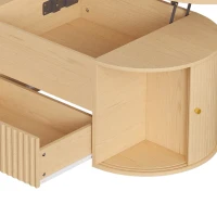 HOMCOM Mesa de Centro com Tampo Elevatório Oval Compartimento Oculto Gaveta Canelada Portas de Correr e Armários 100x50x40 cm Carvalho(m-8)