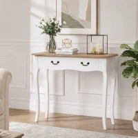 HOMCOM Consolle Ingresso con 2 Cassetti, Tavolo Consolle, Tavolino Ingresso per Corridoio, Ingresso, Soggiorno, 87x34x78.5 cm, Bianco(m-8)