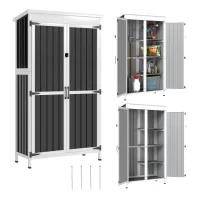 Outsunny Outdoor Storage Cabinet with Removable Shelves, Garden Tool Shed with Asphalt Roof, White and Black(m-11)