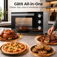 HOMCOM Cuptor Electric 1500W 28L cu Temperatură Reglabilă până la 230°C, Timer 60 min, Grătar, Tavă și Mâner pentru Tavă(m-4)