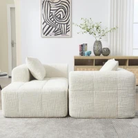 Modernes L-förmiges Wildledersofa, 3 Kissen, fernbedienbare Seitentaschen, 250L x 158B x 60H,Beige(m-10)
